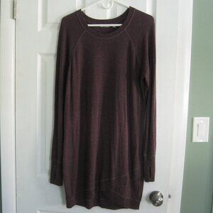 Athleta Asymmetrical Criss-Cross Sweatshirt Dress Burgundy Purple Size M